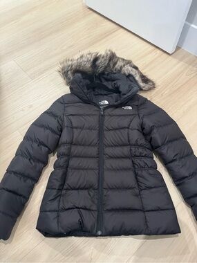 The North Face Black Down Jacket with Fur-Trim Hood (removable)